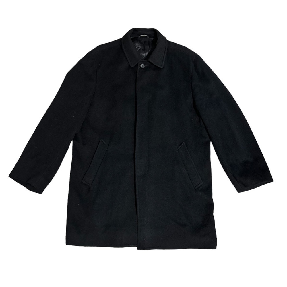 Grant Thomas Wool Cashmere Blend Men’s Black Button Down Coat Size 42R